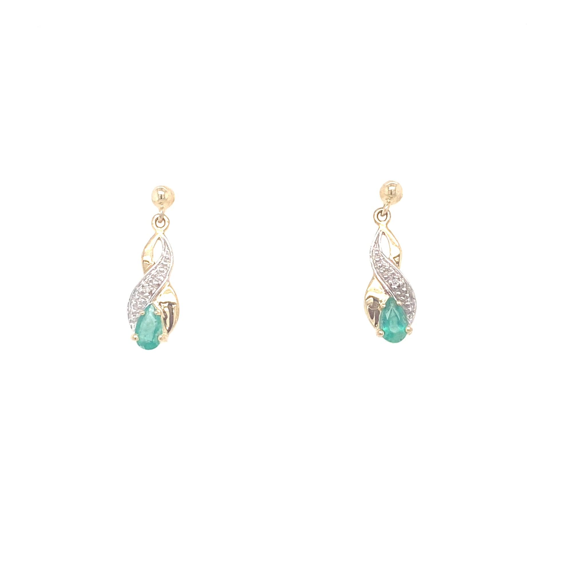 9kt Gold Emerald &amp; Diamond Earrings