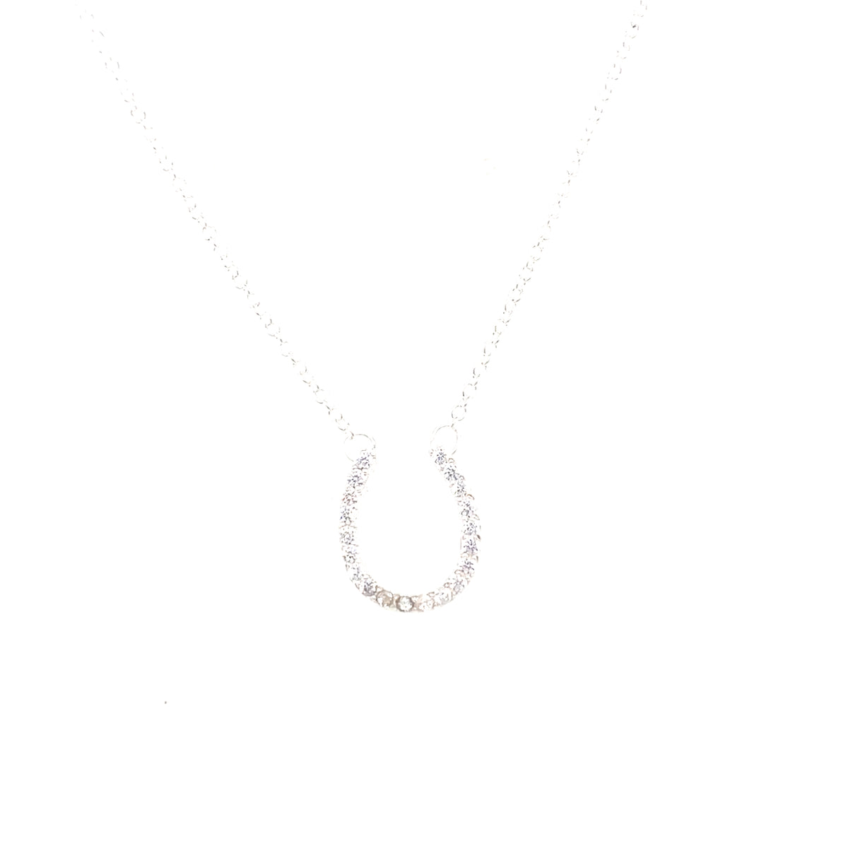 Sterling Silver Stoneset Horseshoe Pendant