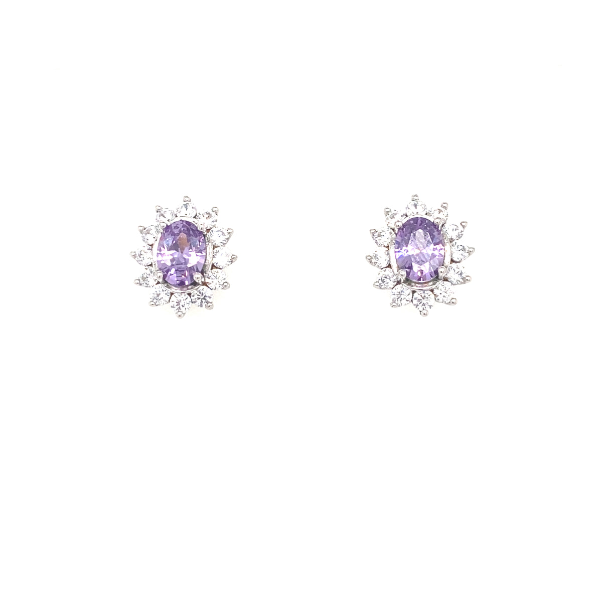 Sterling Silver Amethyst Cluster Earrings