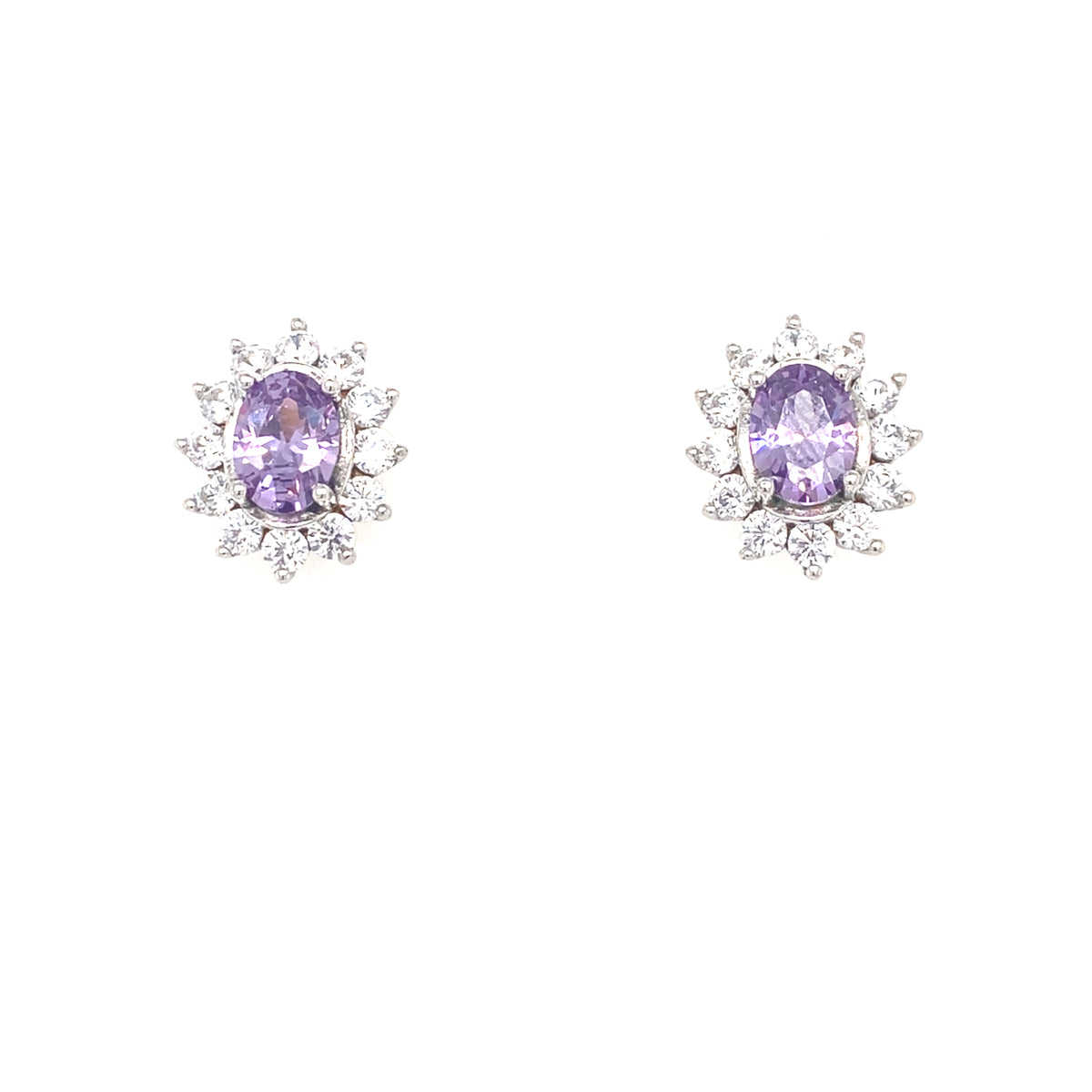 Sterling Silver Amethyst Cluster Earrings