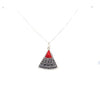 Sterling Silver Triangular Pendant with Red Stone