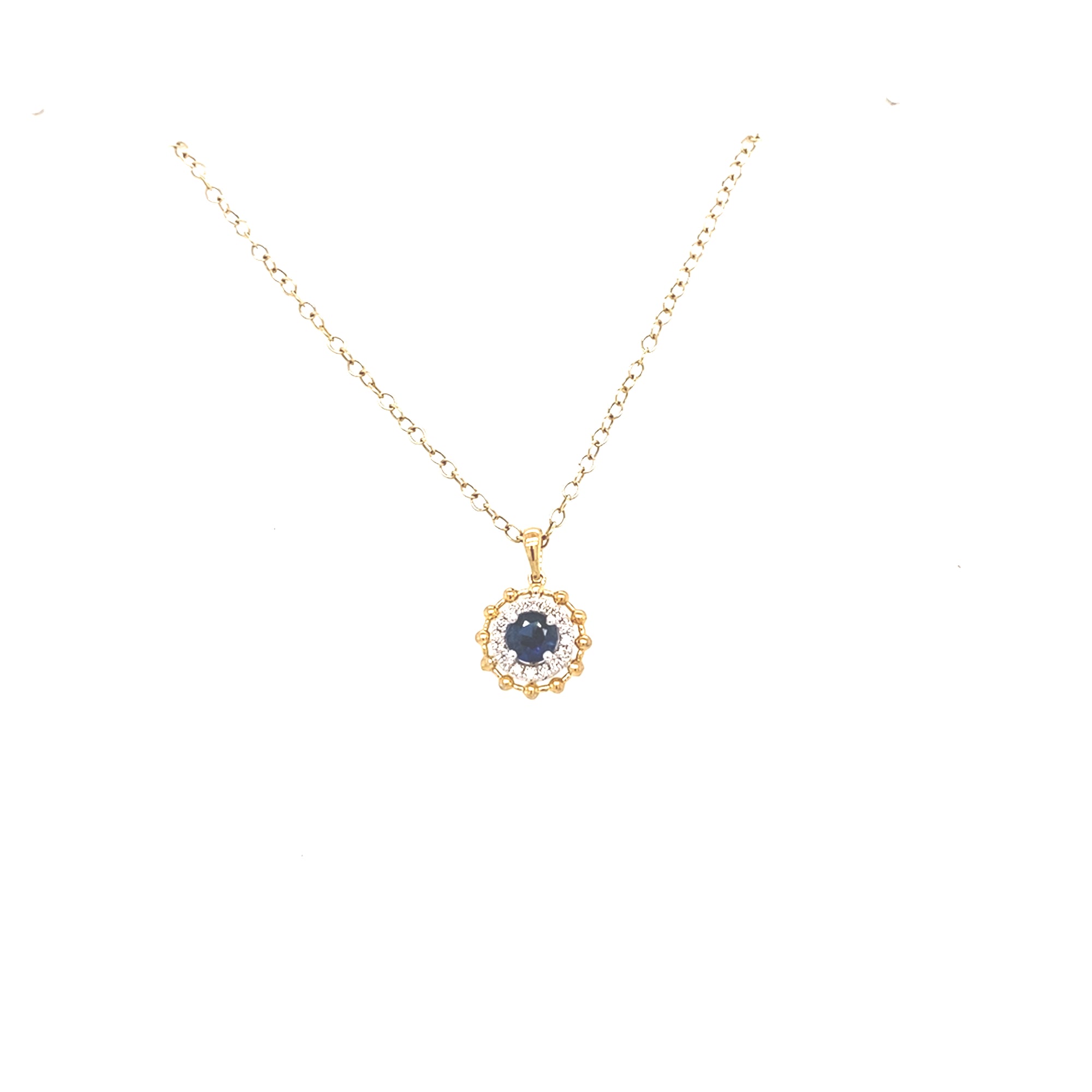 9kt Gold Sapphire &amp; Diamond Pendant