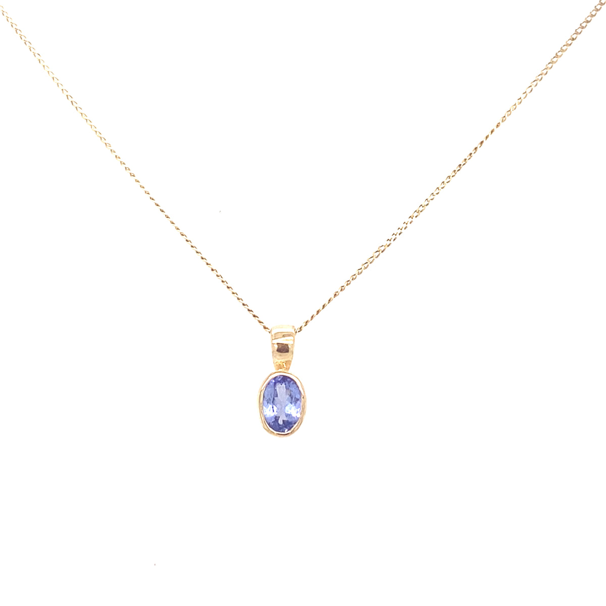 9kt Gold Oval Tanzanite Pendant