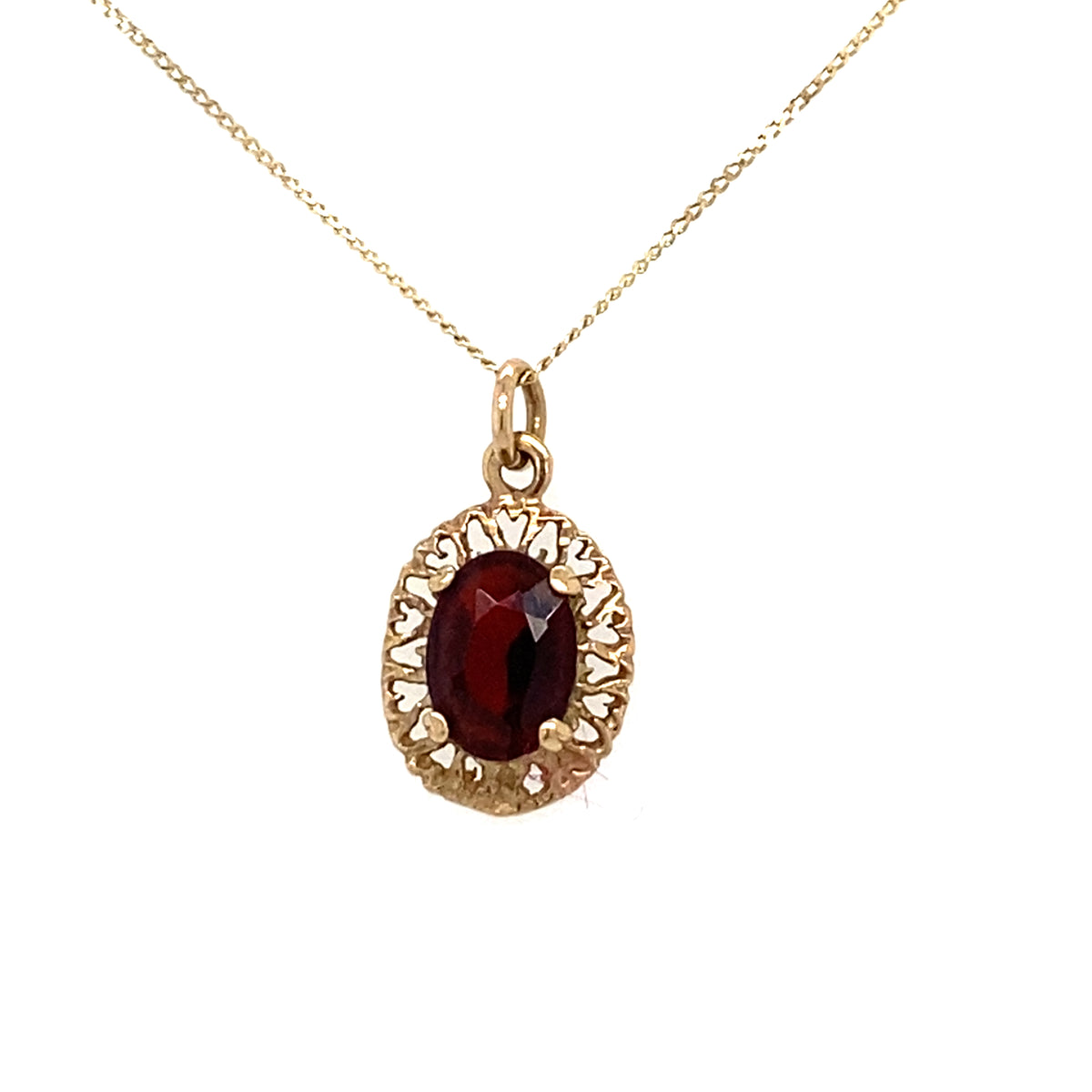 9kt Gold Garnet Colour Pendant