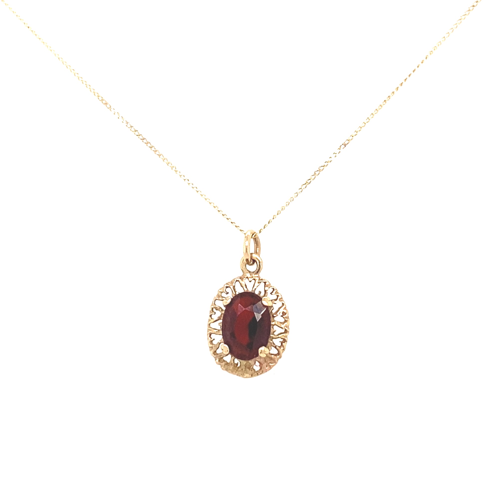 9kt Gold Garnet Colour Pendant