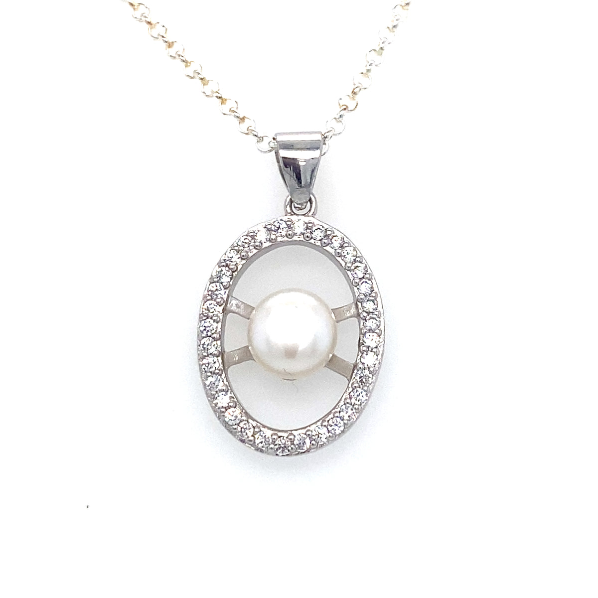 Sterling Silver Stone set Pearl Pendant