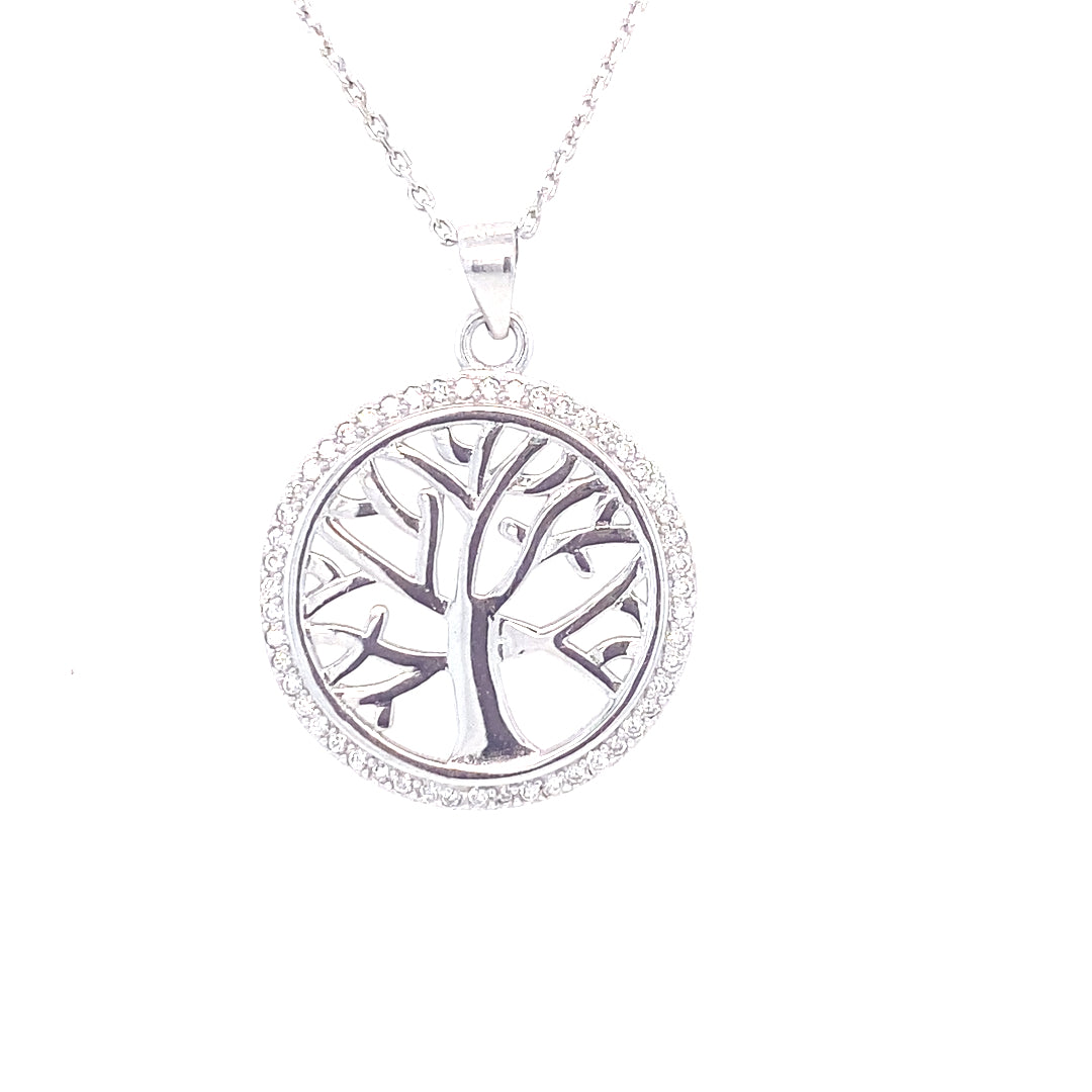 Sterling Silver Stoneset Tree of Life Pendant