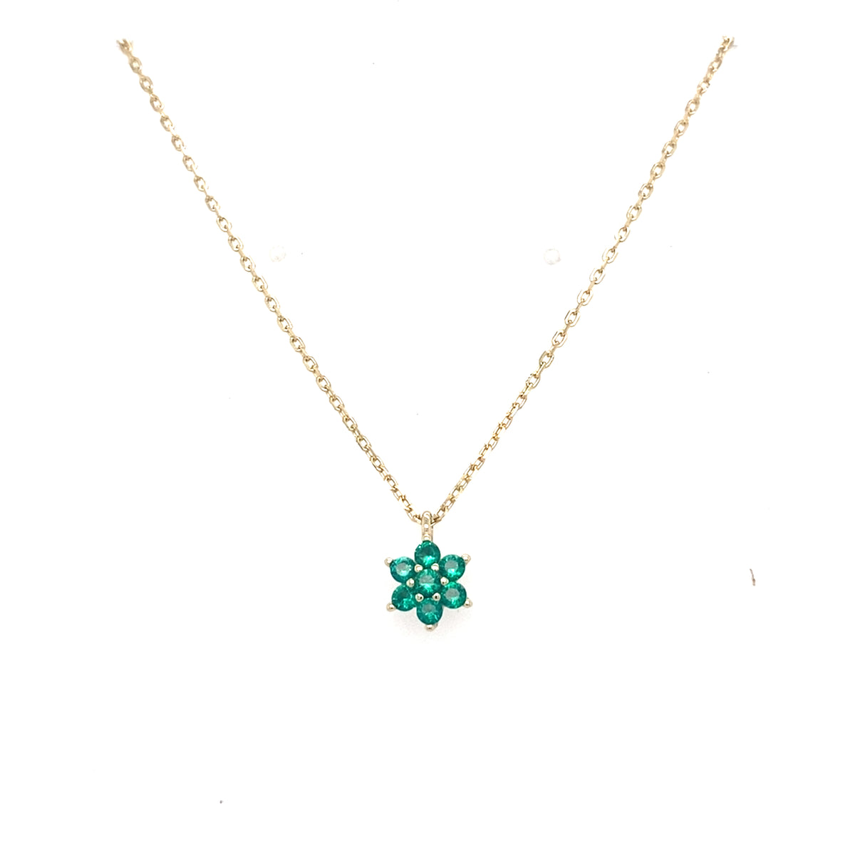 Sterling Silver Gold Plated Green Flower Pendant