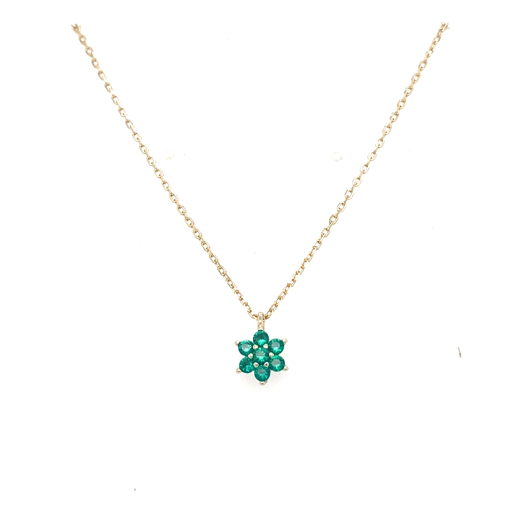 Sterling Silver Gold Plated Green Flower Pendant