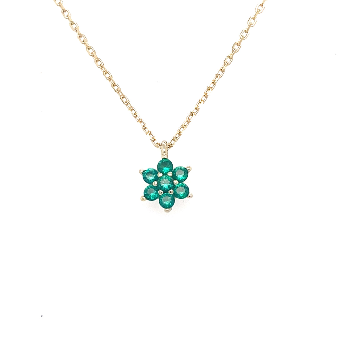 Sterling Silver Gold Plated Green Flower Pendant