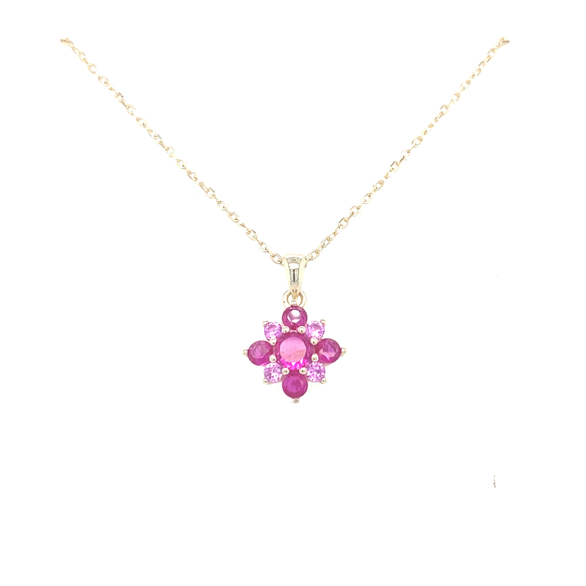 Sterling silver gold plated pink stone pendant