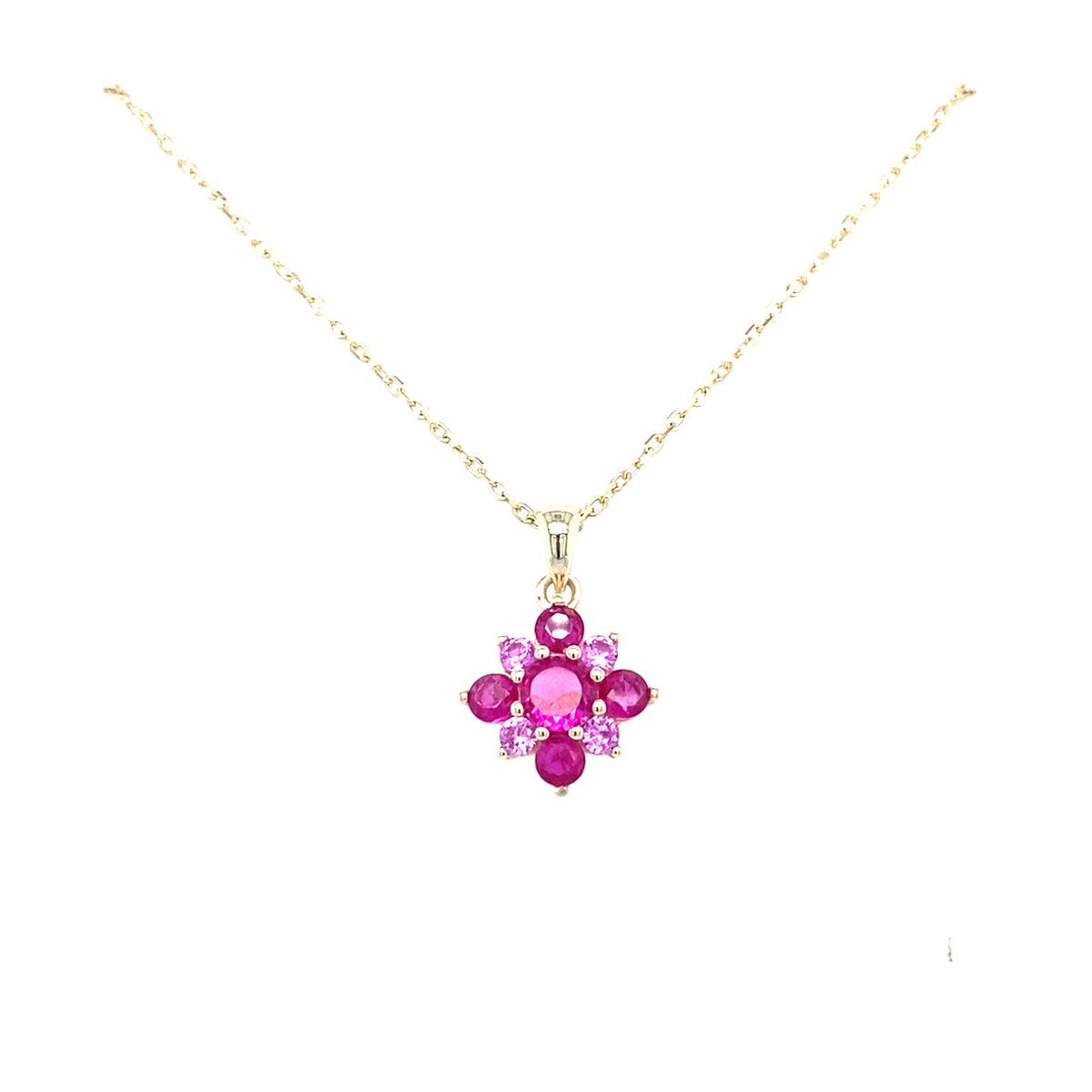 Sterling silver gold plated pink stone pendant