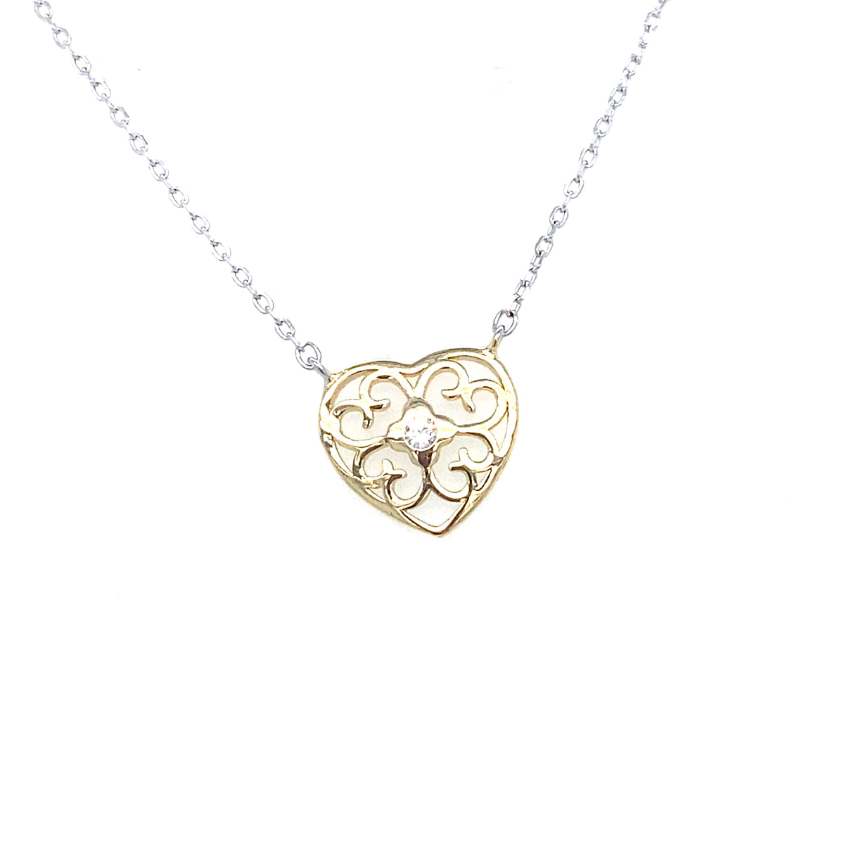 Sterling Silver Gold Pklated Heart Pendant