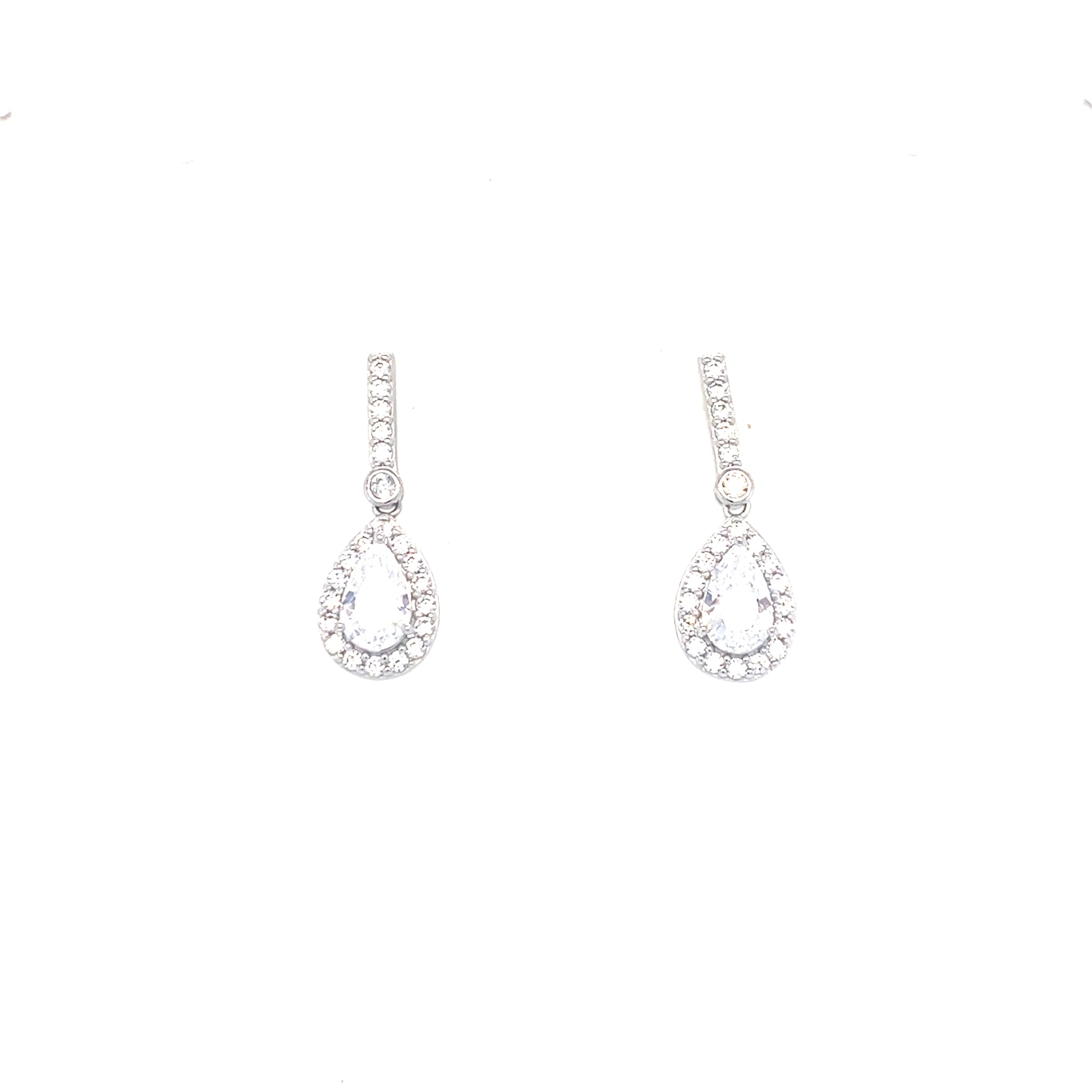 Sterling Silver Clear Stone Drop Earrings