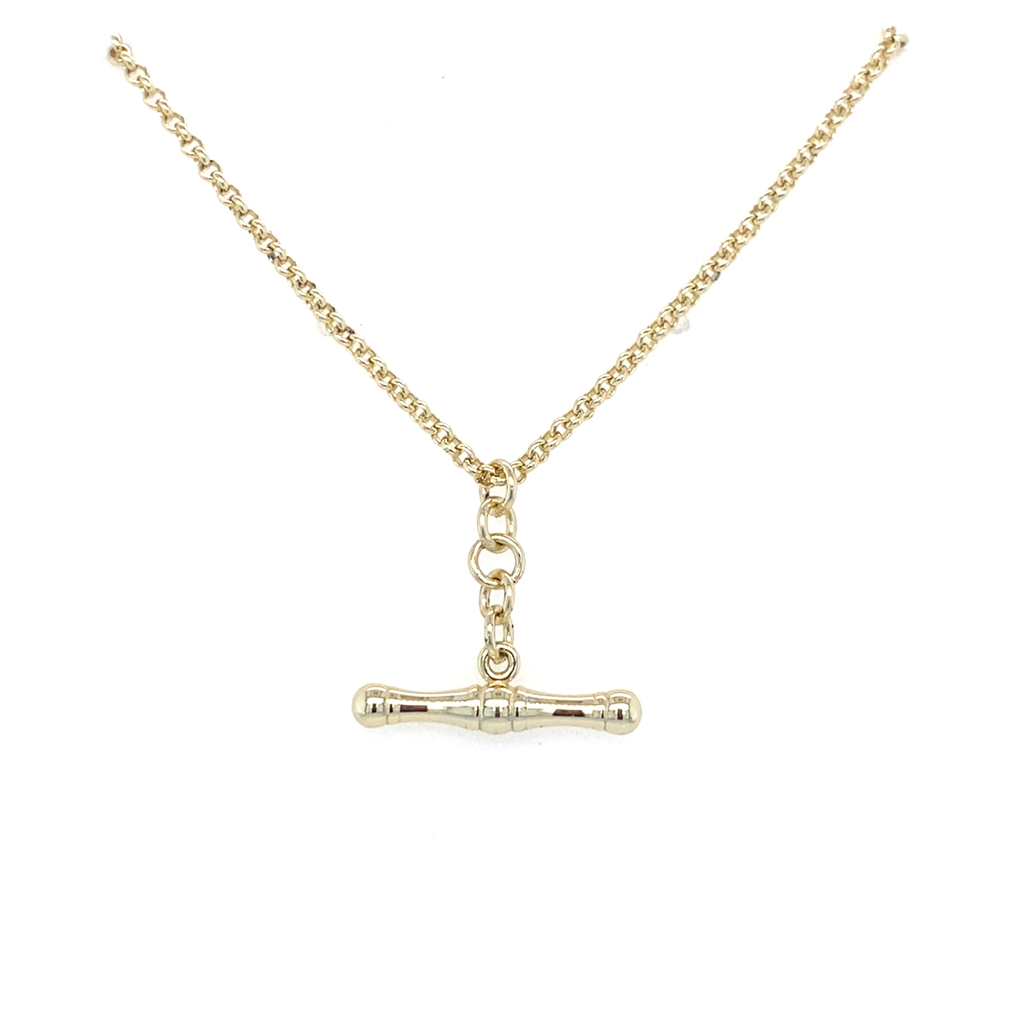 Gold Plated Sterling Silver T Bar Pendant