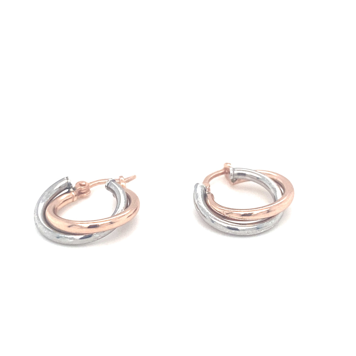 Silver and Rose Hoop Earrings