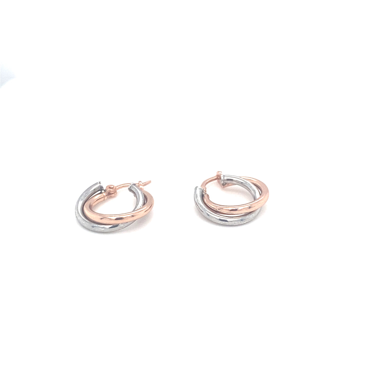 Silver and Rose Hoop Earrings