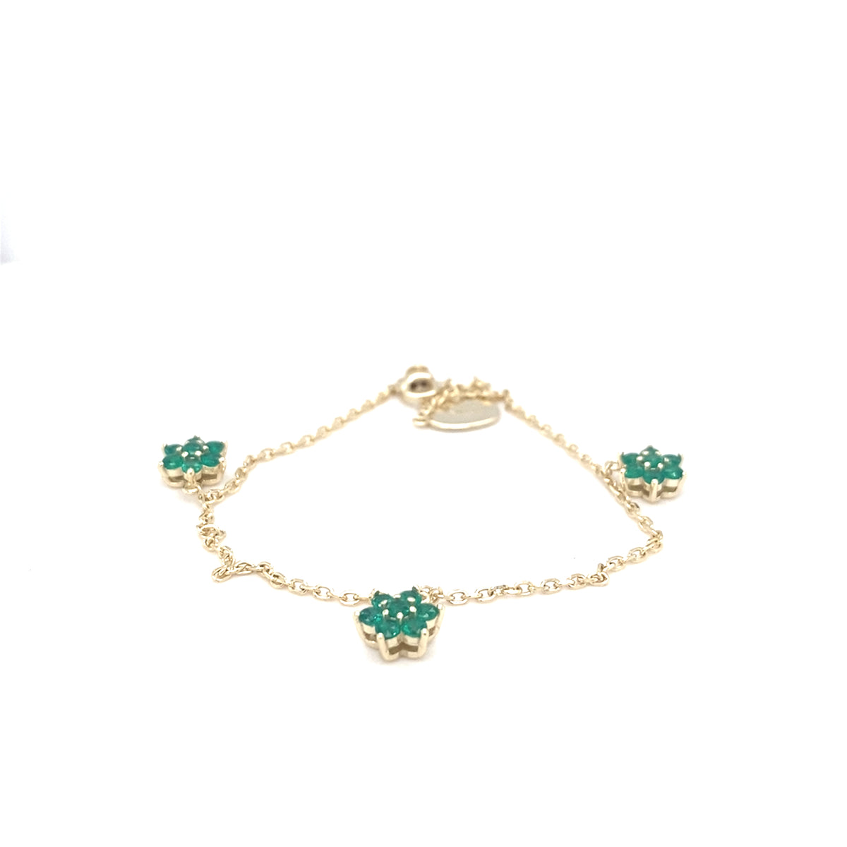 Sterling Silver Gold Colour Bracelet with Green Stones