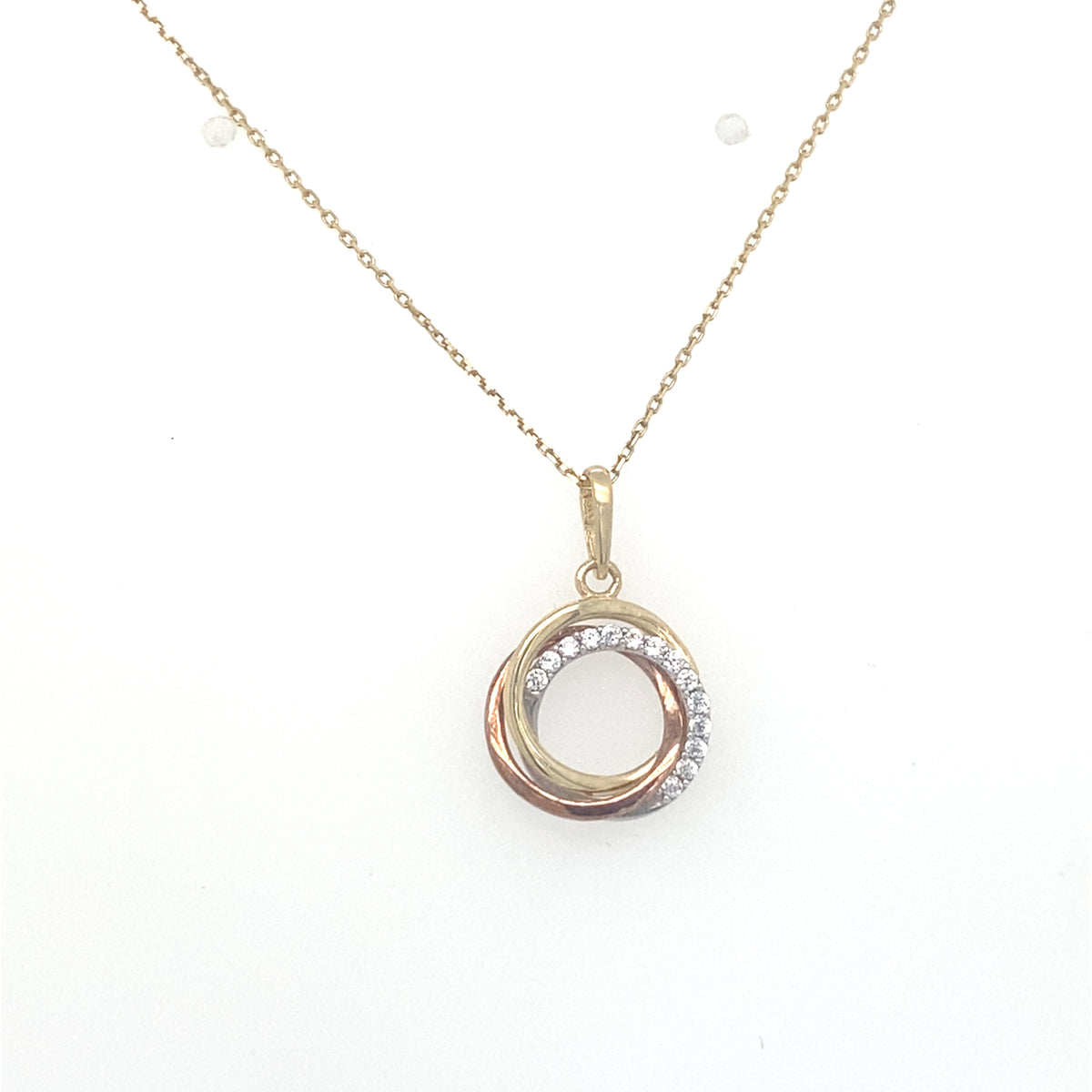 9kt Three Tone Gold Circle Pendant