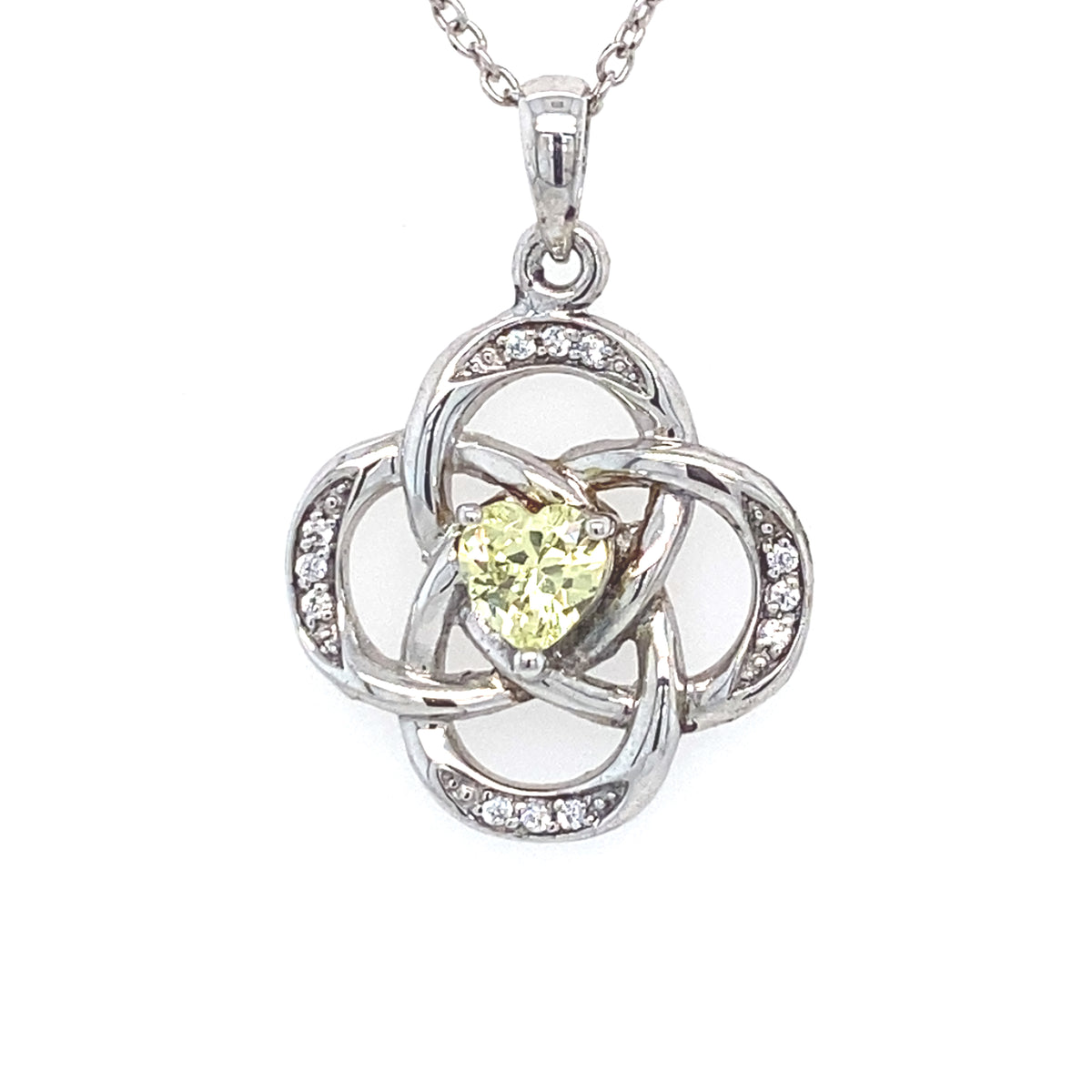 Sterling Silver Pendant with Peridot Coloured Stone