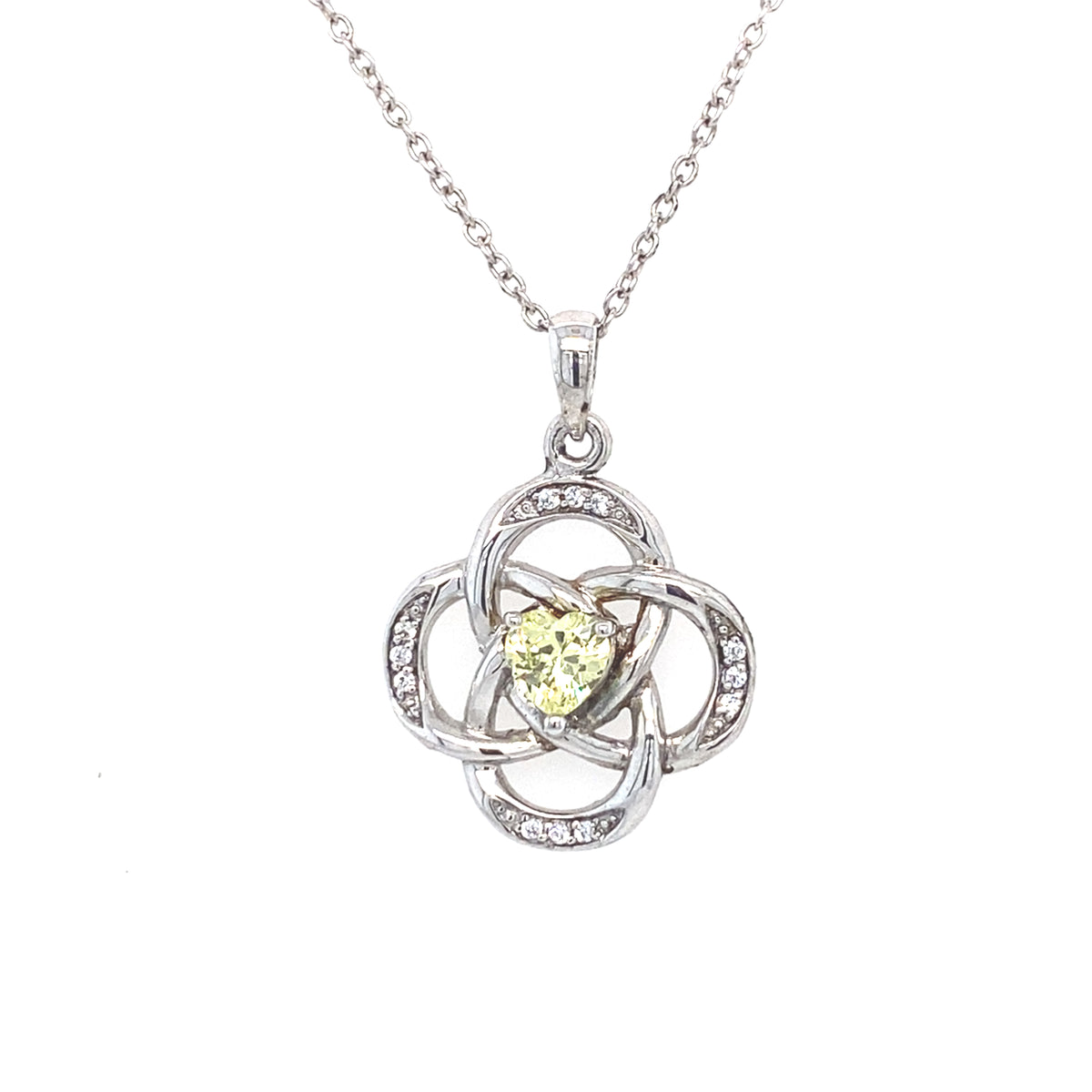 Sterling Silver Pendant with Peridot Coloured Stone