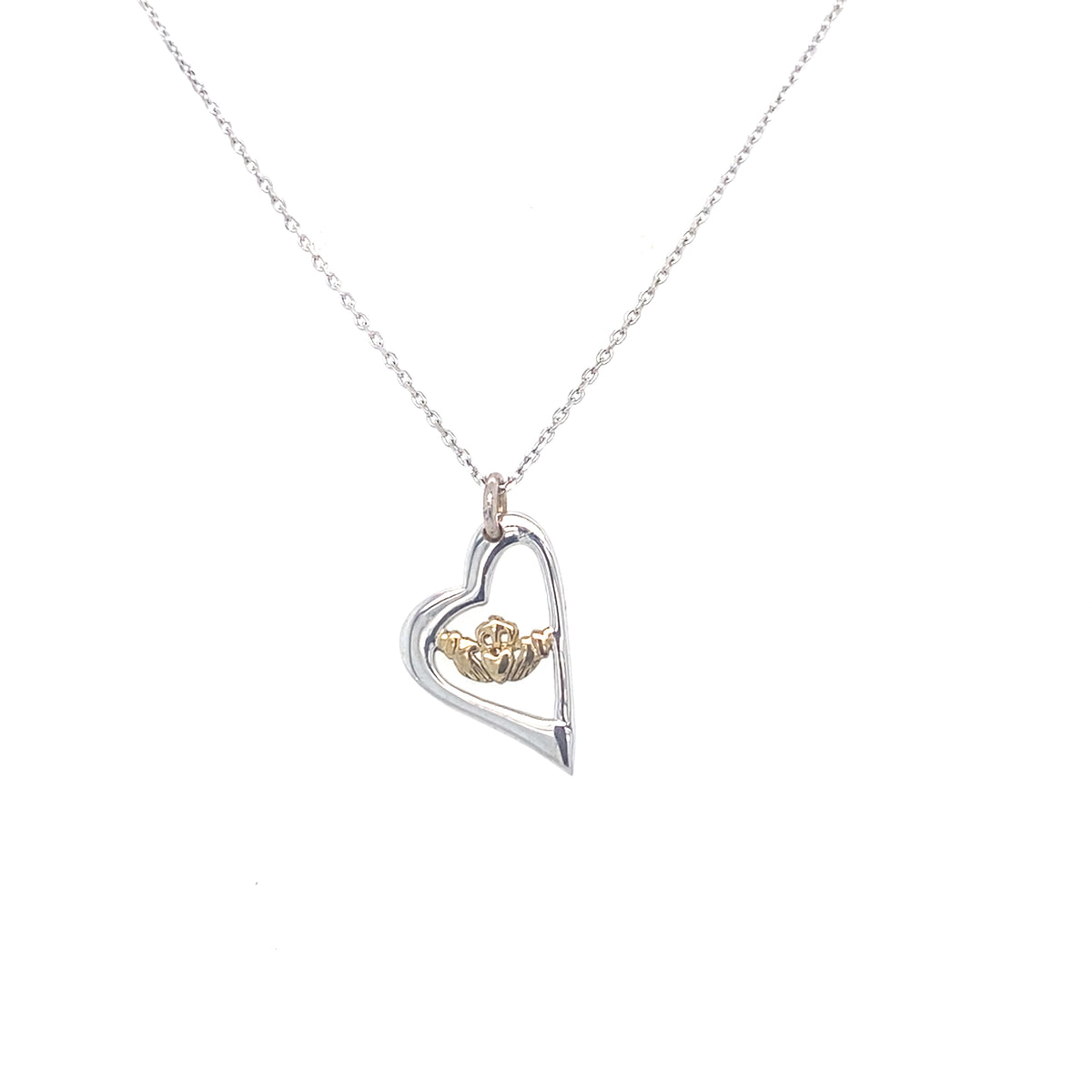 Sterling Silver Heart Pendant with Claddagh Symbol