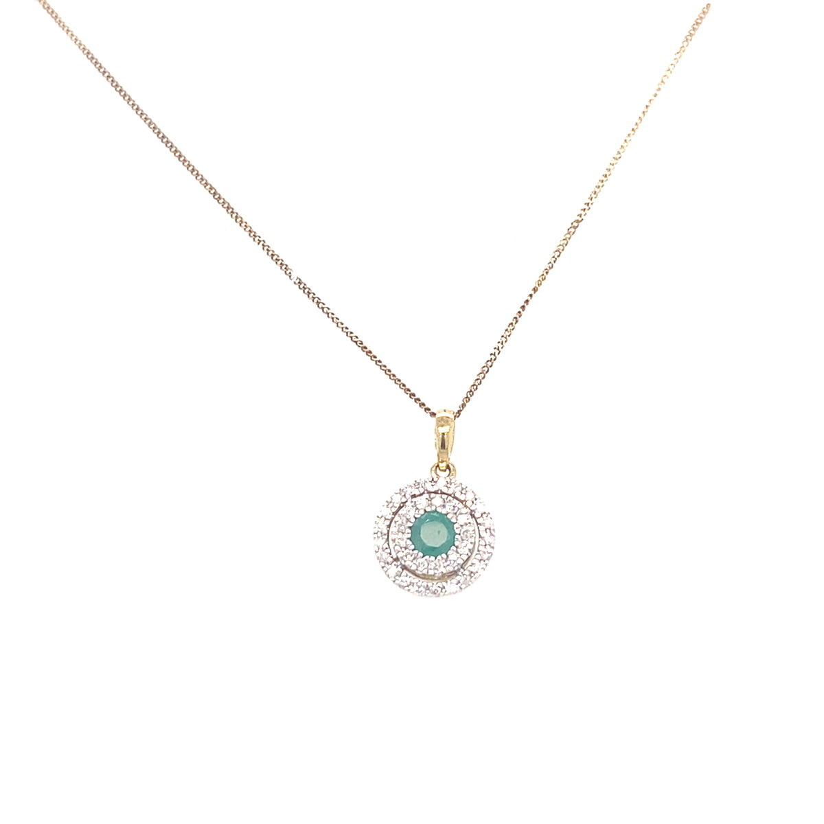 9kt Gold Diamond &amp; Emerald Pendant