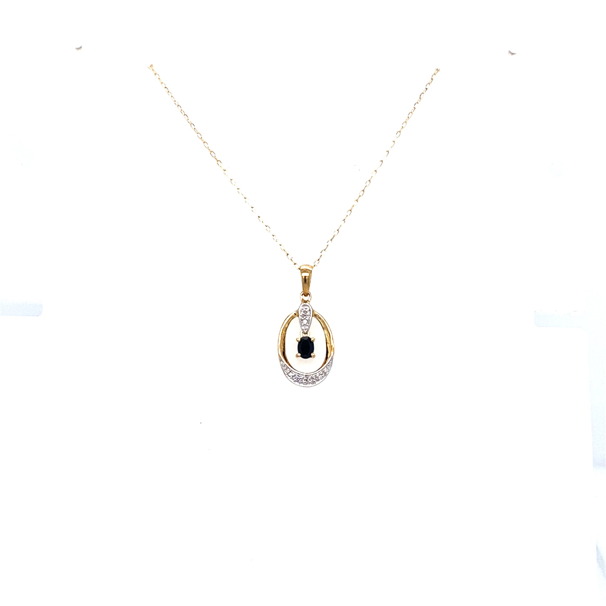 9kt Gold Sapphire &amp; Diamond Pendant