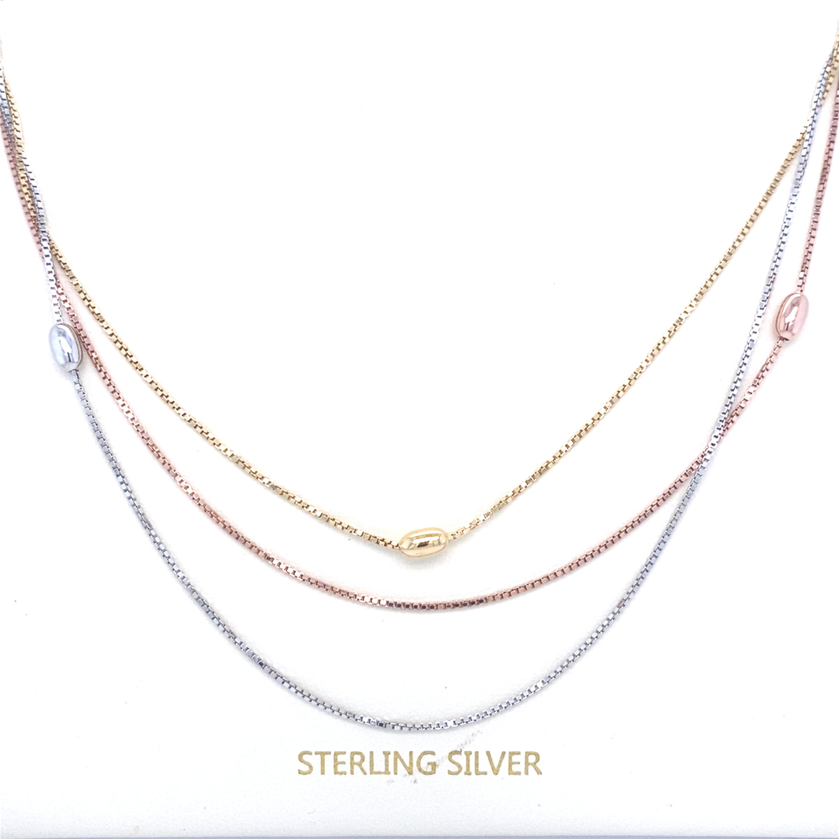 Sterling Silver Three Tone Necklace