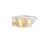 14kt White Gold Three Stone Ring with Topaz and Diamonds