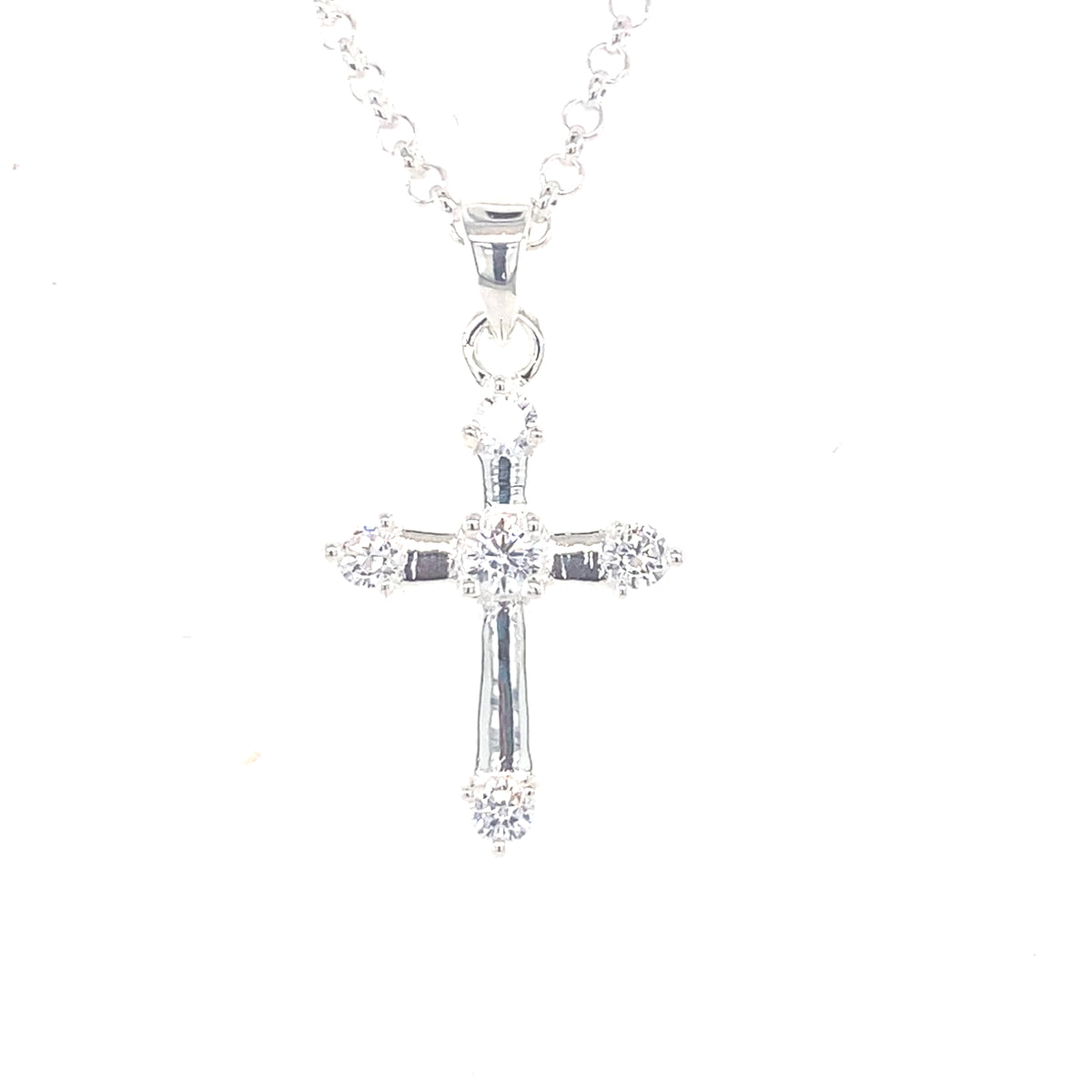 Sterling silver Cross with Clear Stones