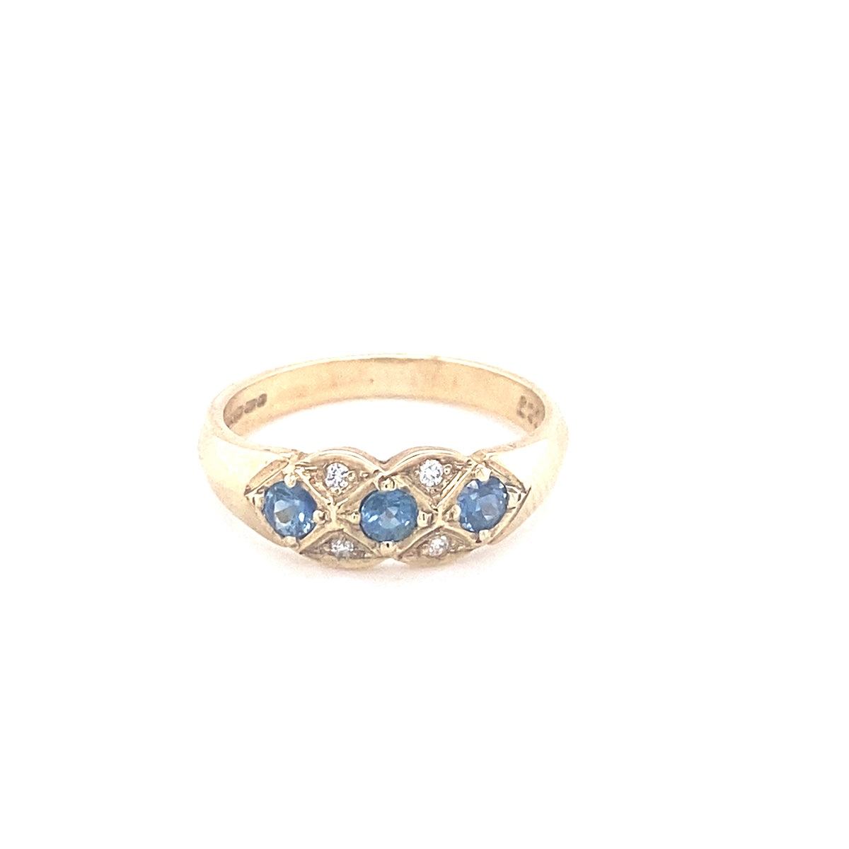 9kt Gold Sapphire &amp; Diamond Ring