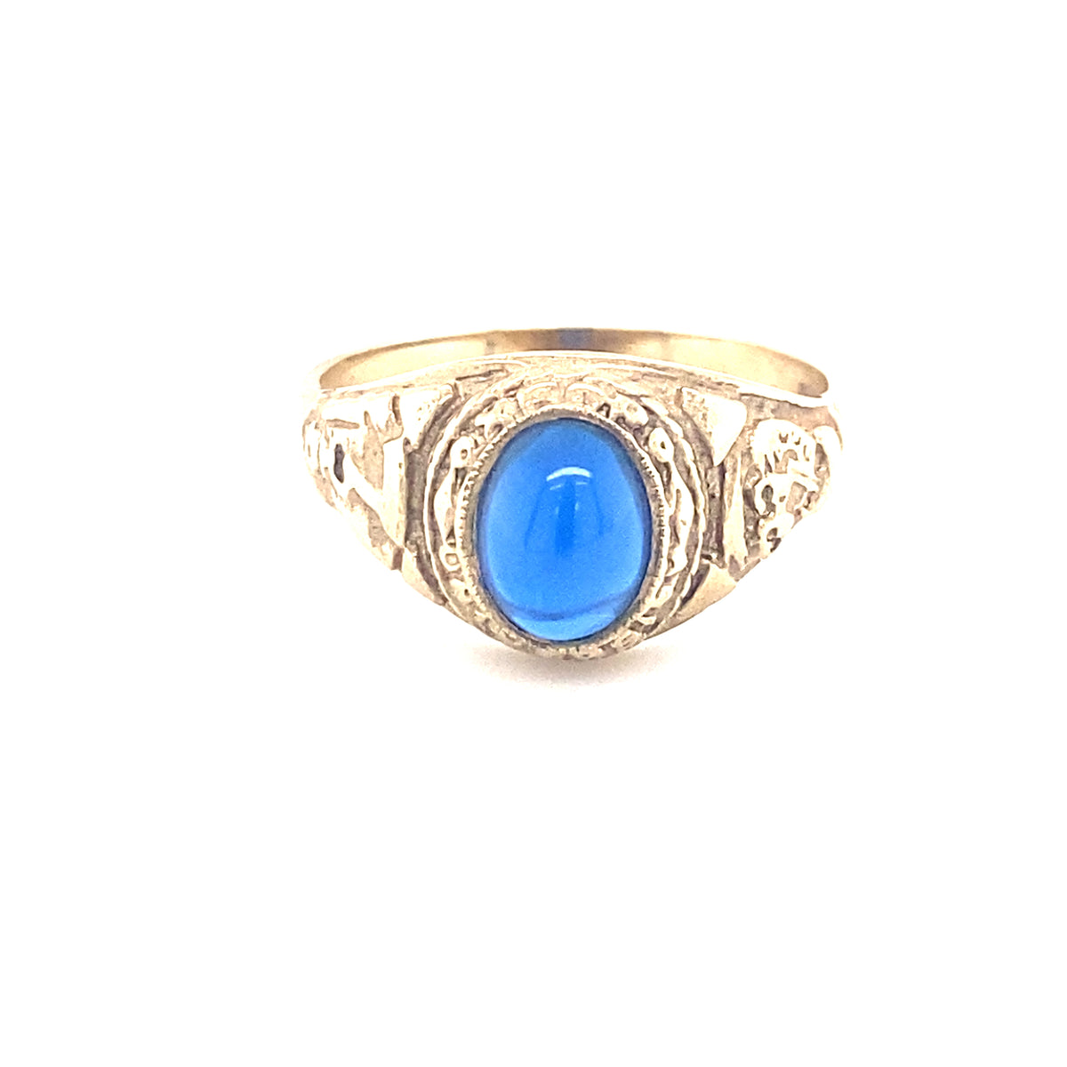 9kt Gold College Ring with Blue Stone