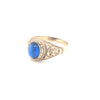 9kt Gold College Ring with Blue Stone