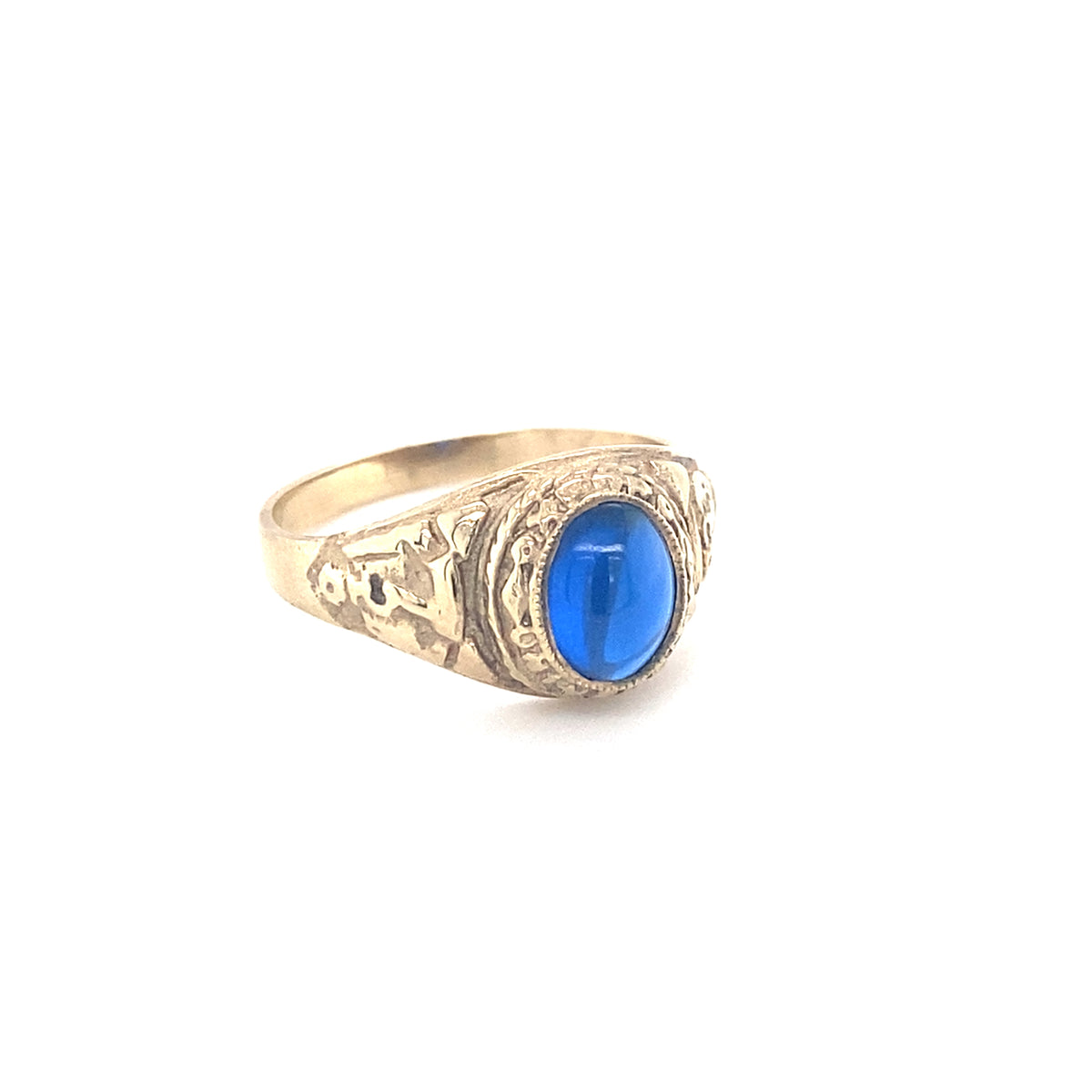 9kt Gold College Ring with Blue Stone