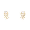 9kt Gold Crossover Earring with Clear Stone