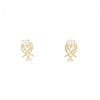 9kt Gold Crossover Earring with Clear Stone