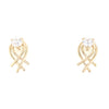 9kt Gold Crossover Earring with Clear Stone