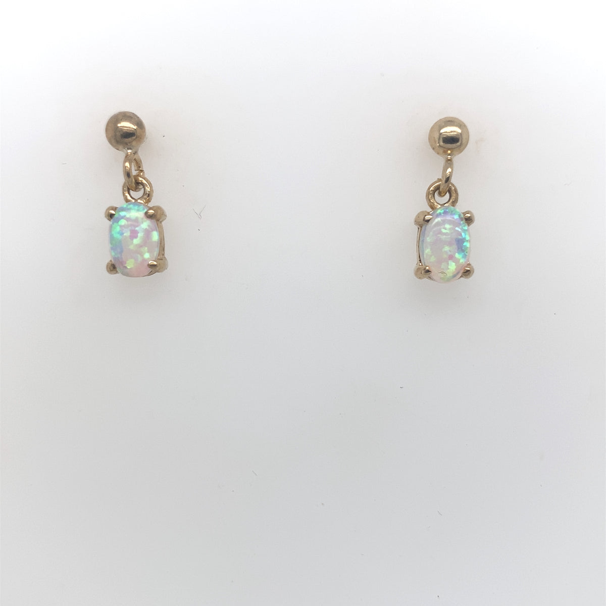 9kt Gold Small Drop Opal Earrings