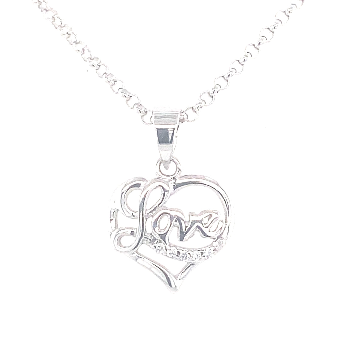 Sterling Silver &#39;Love&#39; Pendant