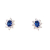 9kt Gold Cluster Earrings with Sapphire Colured Stone