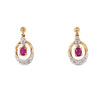 9kt Gold Drop Earring with Ruby and Diamonds