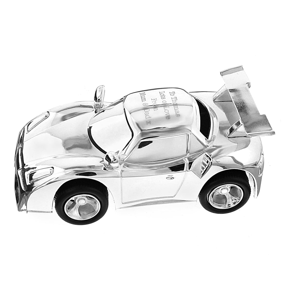 Silver Racing Car Money Box