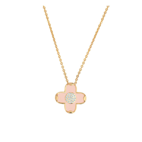 Tipperary Crystal Le Fleur Collection Pink Cubic Zirconia Pendant – Yellow Gold Tone