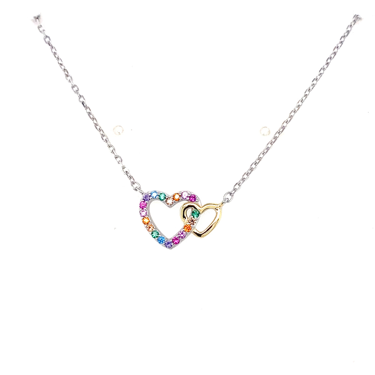 Sterling Silver Colourful double heart pendant