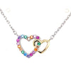 Sterling Silver Colourful double heart pendant