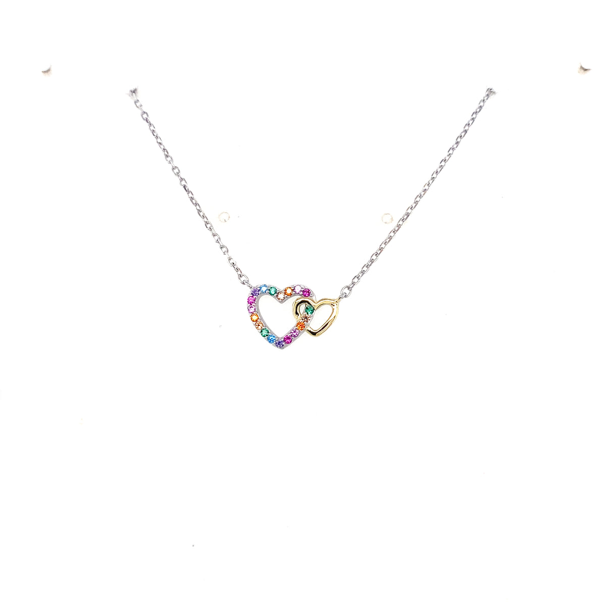 Sterling Silver Colourful double heart pendant