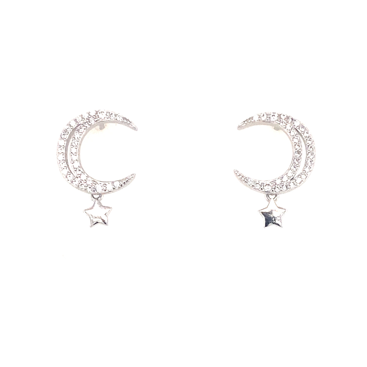 Sterling Silver Moon &amp; Star Earrings