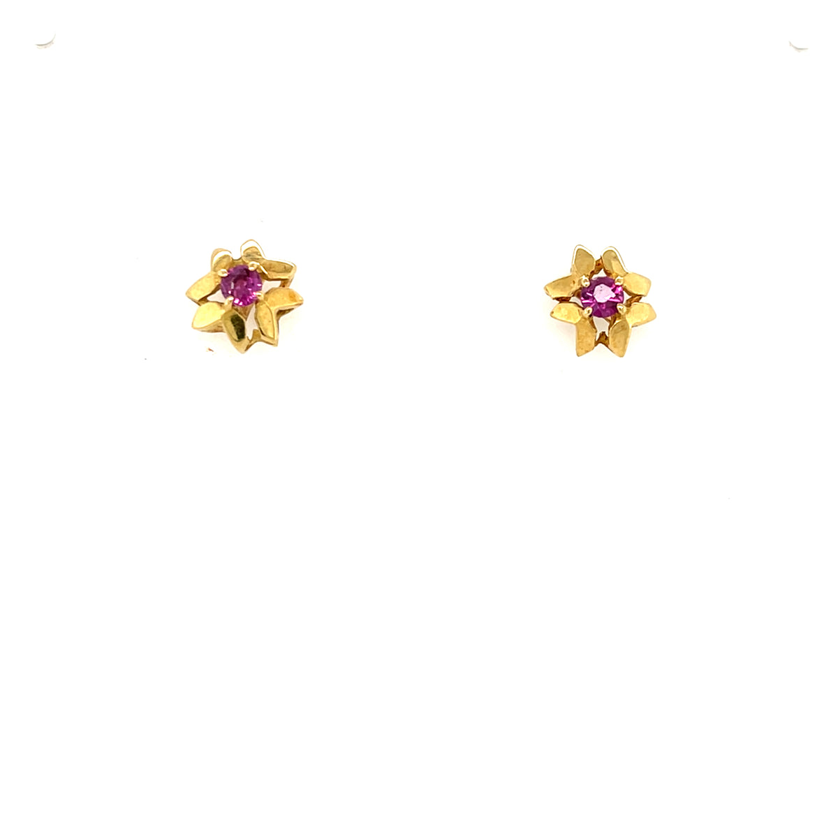 18kt Gold Antique Earrings with Ruby Stone