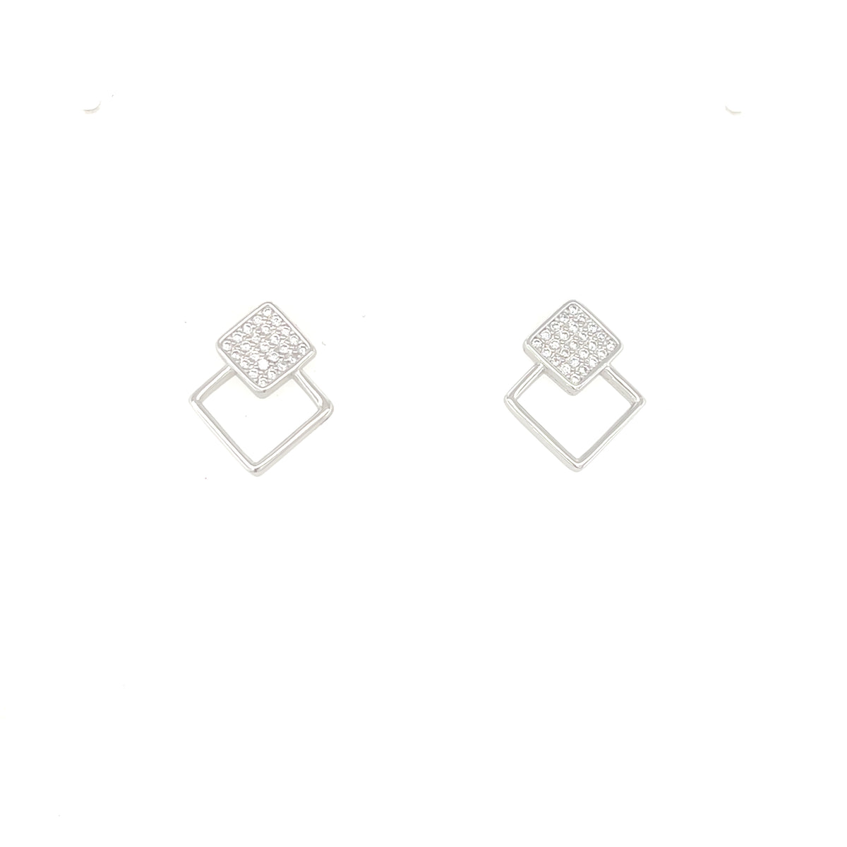 Sterling Silver Diamond Shaped Earrings